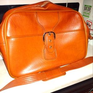 Sears Leather Briefcase Carry-On Bag. Brown. 18" L x 11" H x 6.5" W. Vintage.